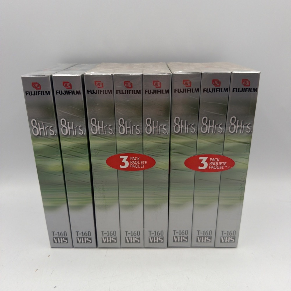 Lot of 8 Fujifilm T-160 VHS Blank Video Cassette Tapes 8 Hours EP Mode Sealed